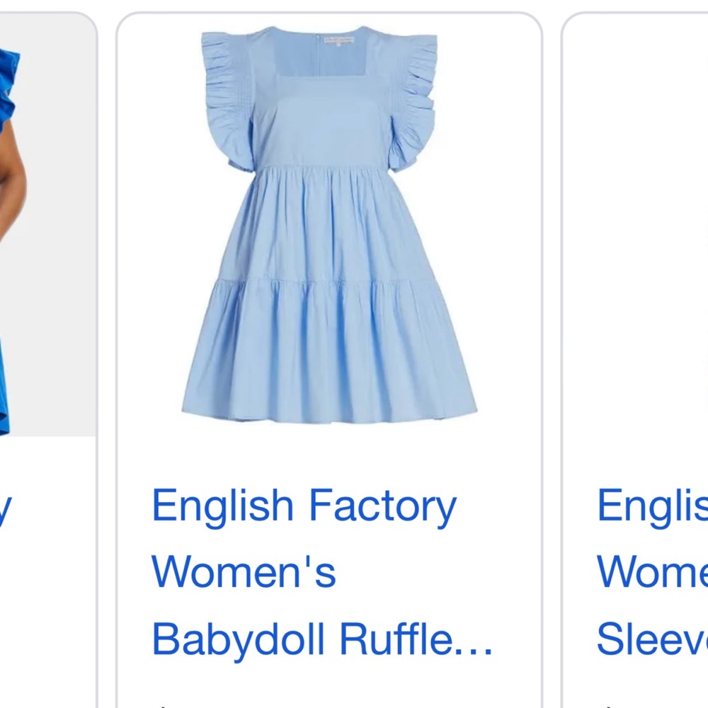 English factory babydoll ruffle dress blue size small